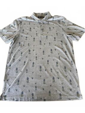 TravisMathew Men's Polo Shirt XL Gray Pineapple Print
